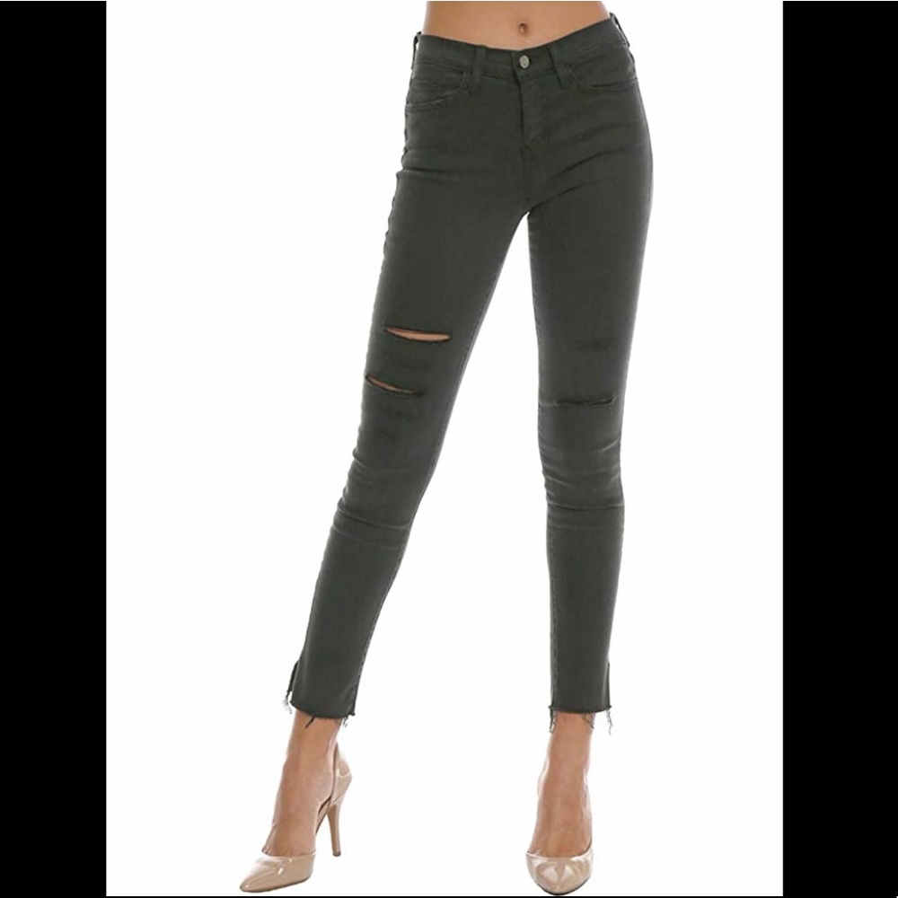 Flying Monkey Olive green distressed skinny jeans